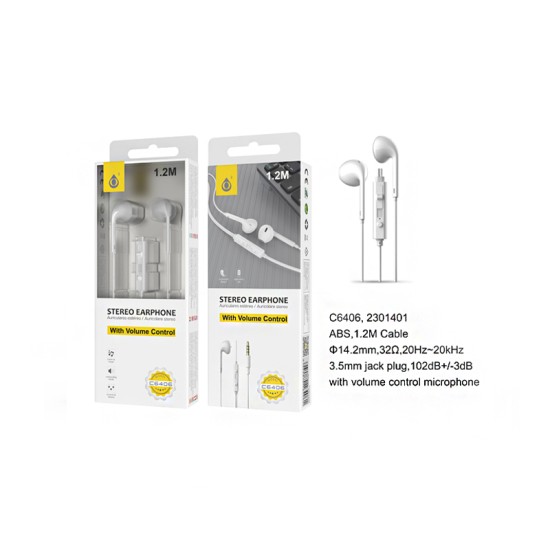 AURICULARES ONEPLUS C6406 BL COM MICRÓFONO 1.2M BRANCO